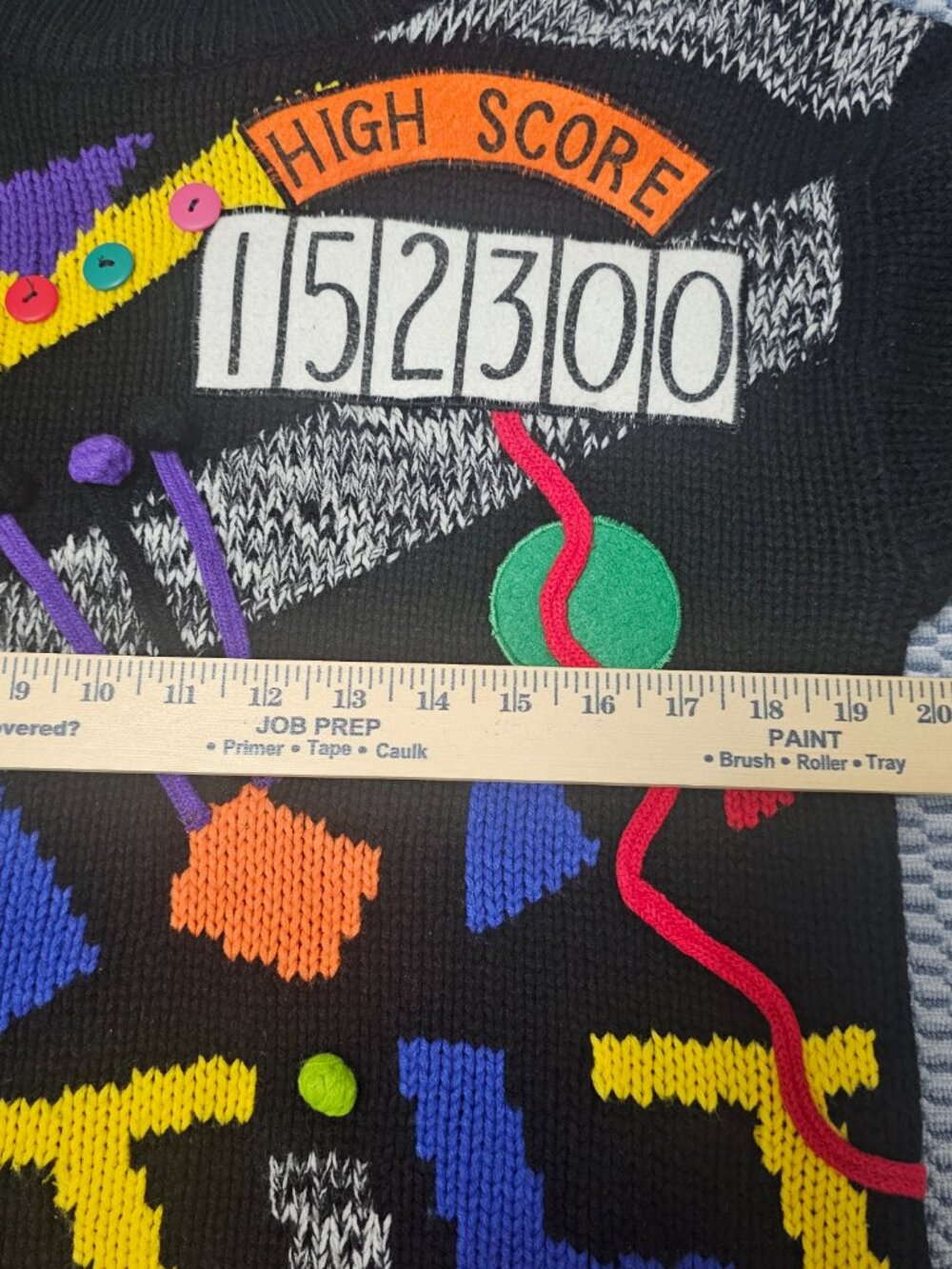 Cherry Stix Vintage 80's 90's Knitted Black with Multi Color Sweater Size Medium - Picture 4 of 5